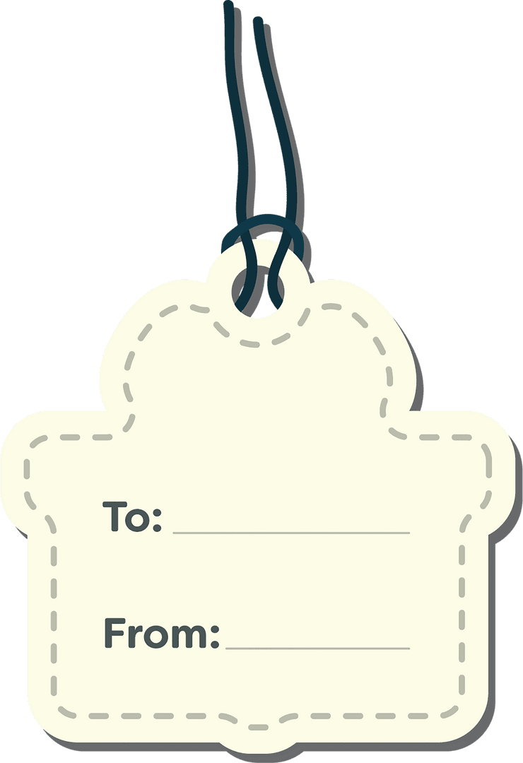 Gift Label Tag on Transparent Background with String