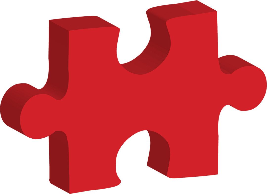 Red Puzzle Piece on Transparent Background for Creative Design