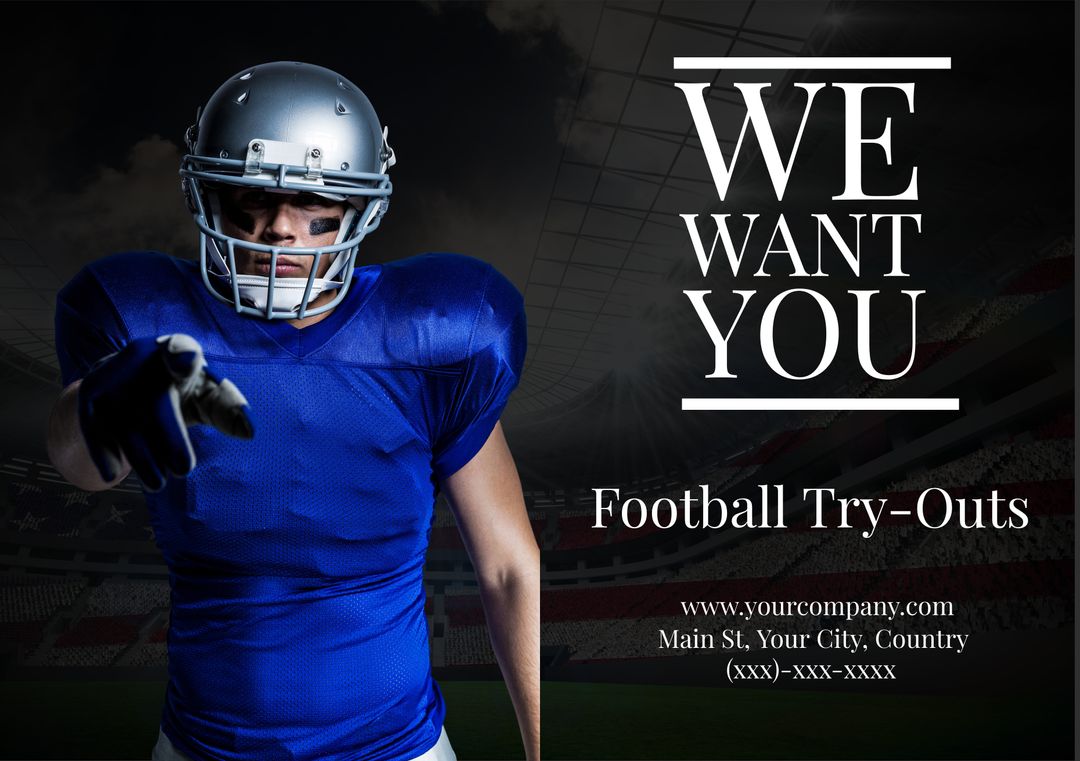 Motivating Football Player Reaches Out for Recruitment in Stadium