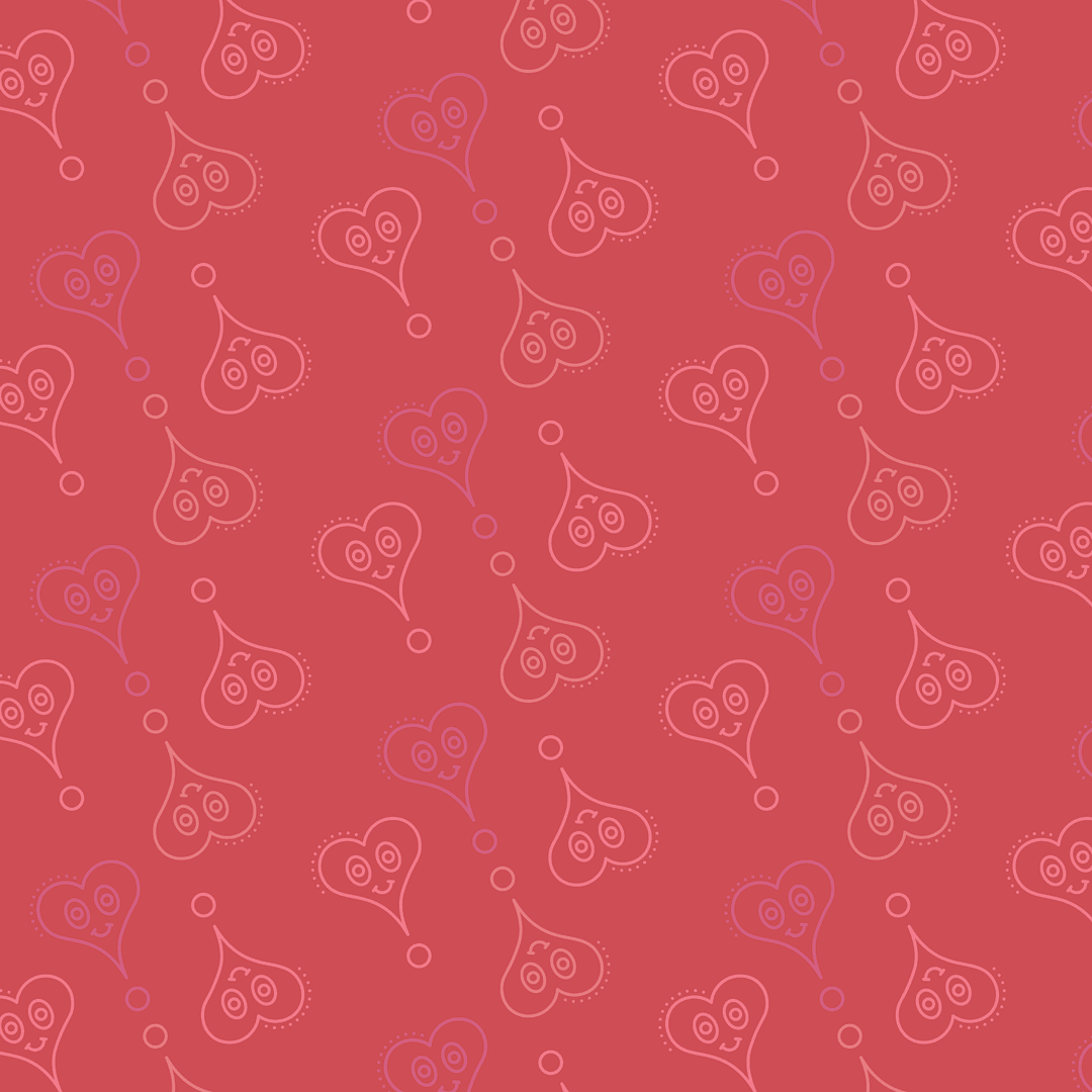 Whimsical Red and Pink Heart Pattern on Transparent Background