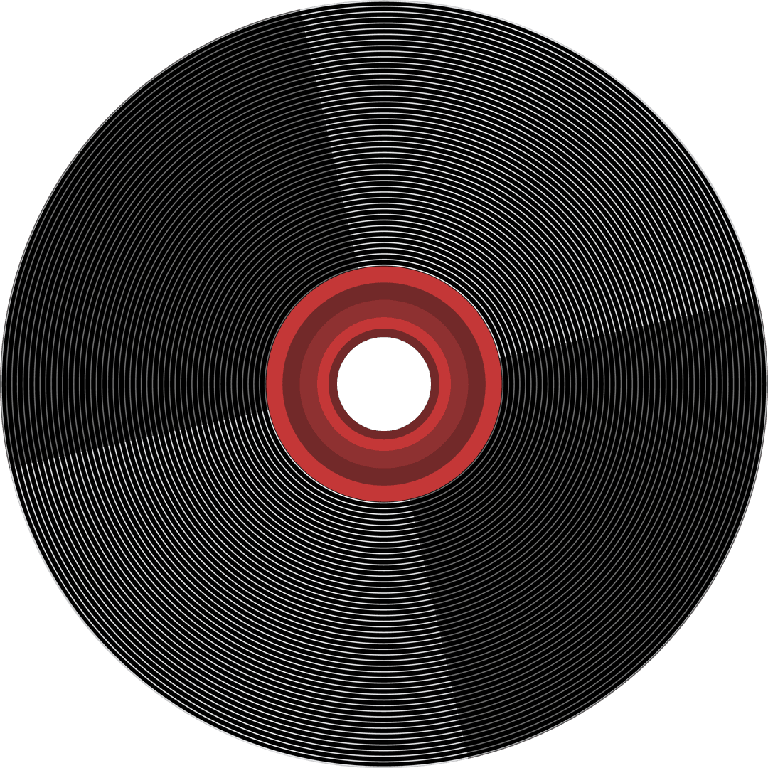 Transparent Vintage Vinyl Record with Red Label Design