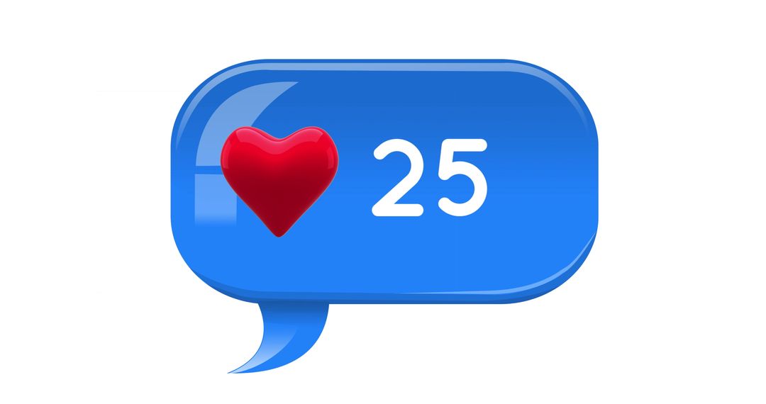 Social Media Notification Icon with Heart and Count