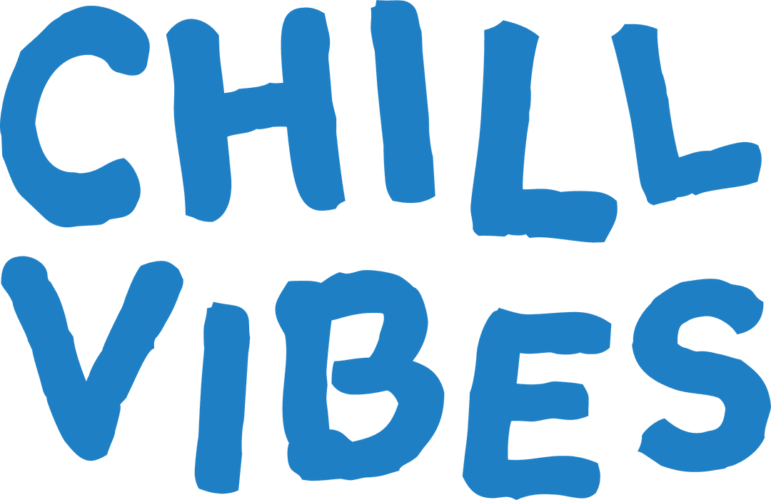 Chill Vibes Bold Blue Brush-Style Typography on Transparent
