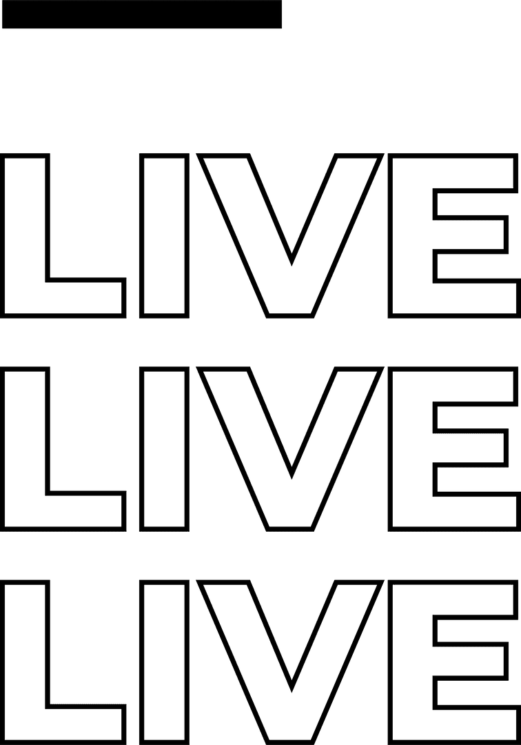 Bold LIVE Text Stacked Design on Transparent Background