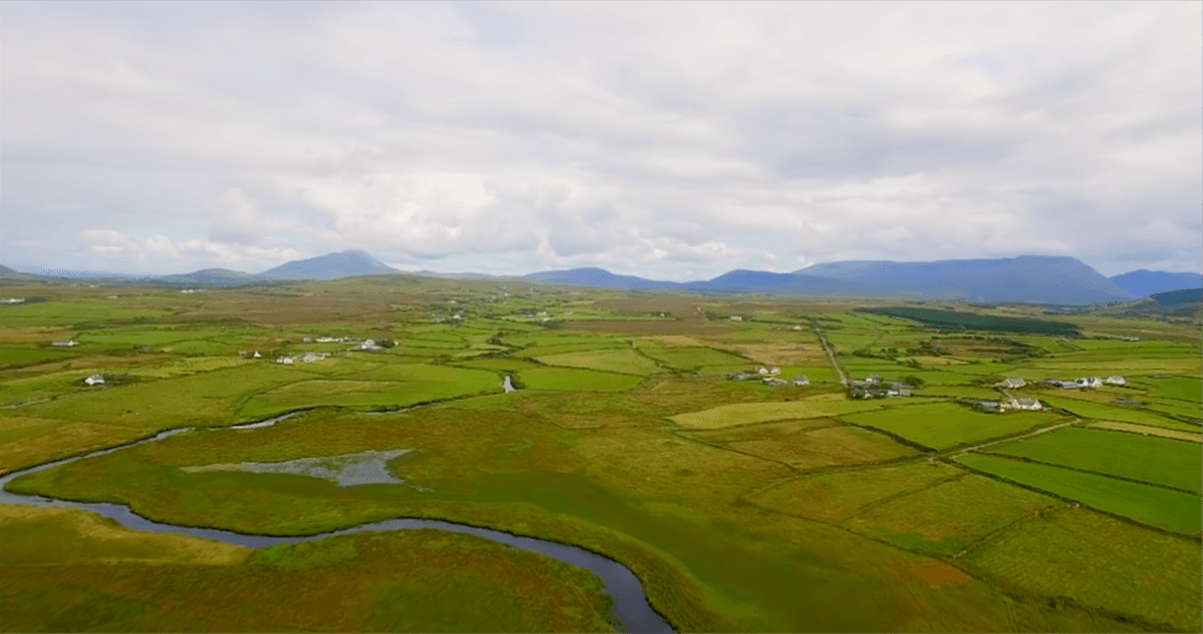 Transparent Idyllic Rural Irish Countryside with Lush Green Fields