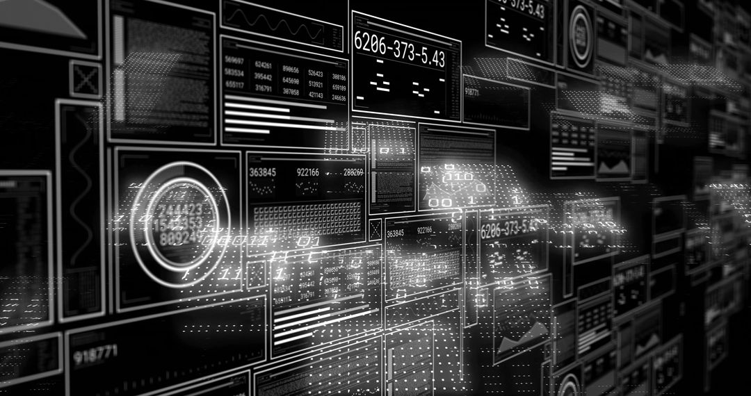 Futuristic Digital HUD Data Visualization Panels