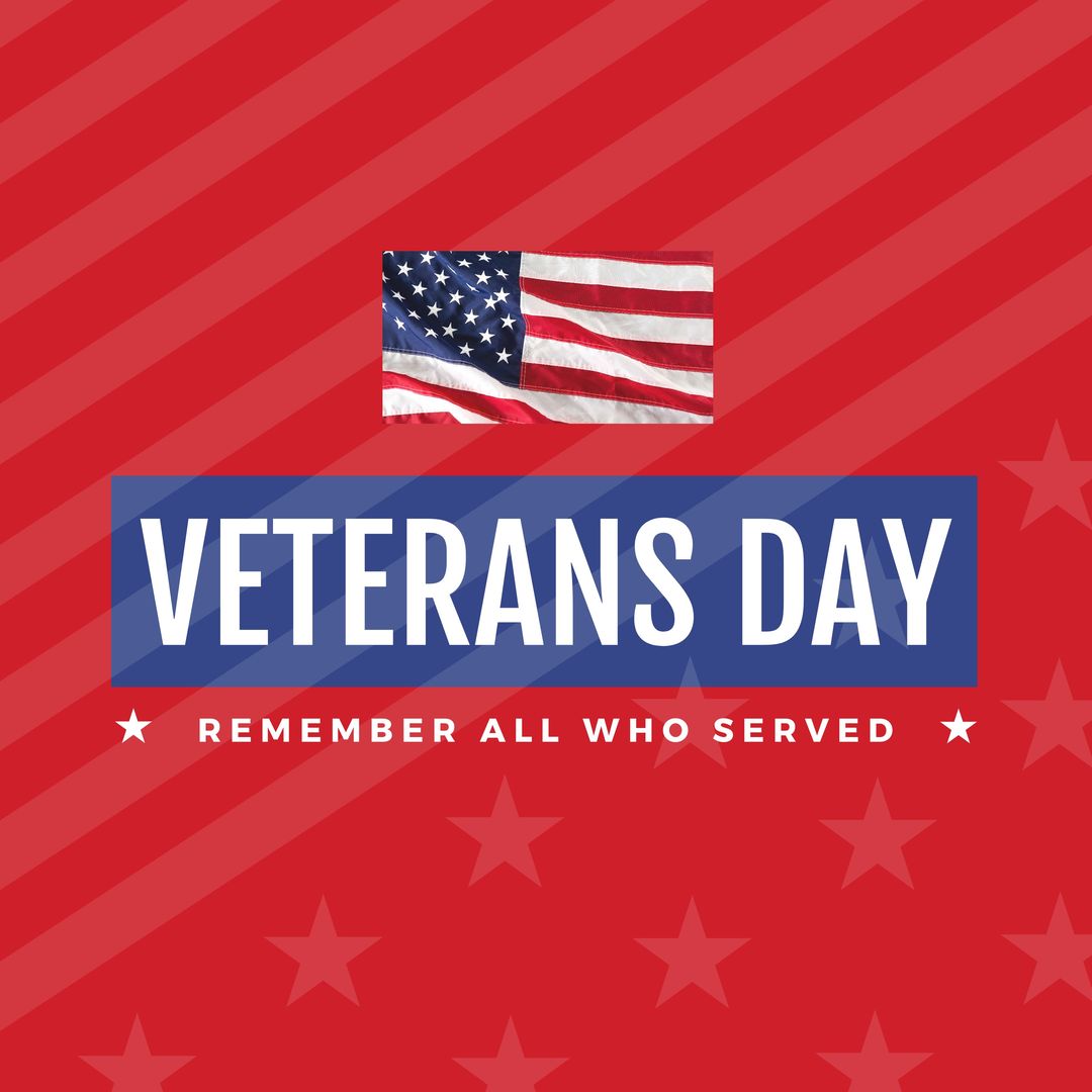 Veterans Day Tribute with American Flag and Patriotic Text - Download Free Stock Templates Pikwizard.com