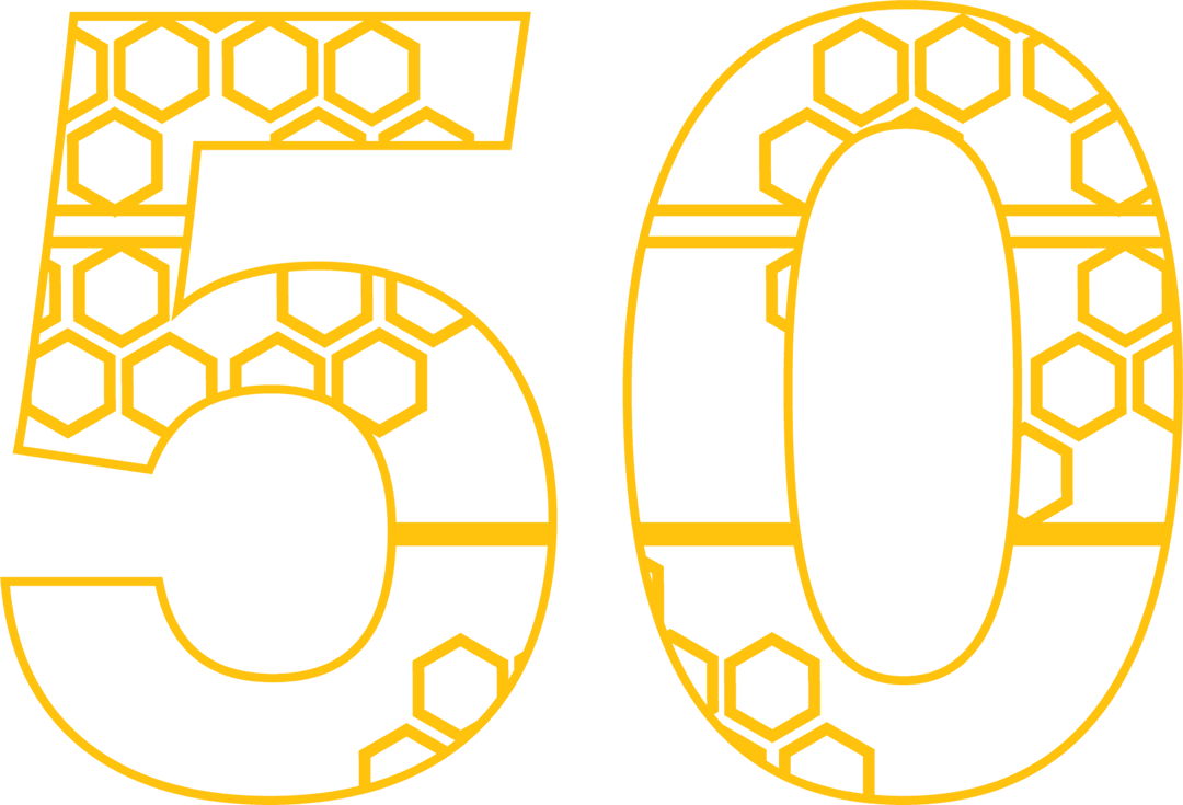Transparent 50 Number with Yellow Honeycomb Pattern Decoration