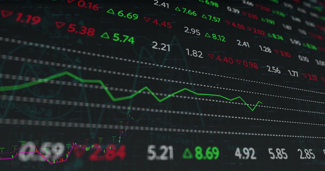 Abstract Digital Dashboard with Stock Market Data Visualization