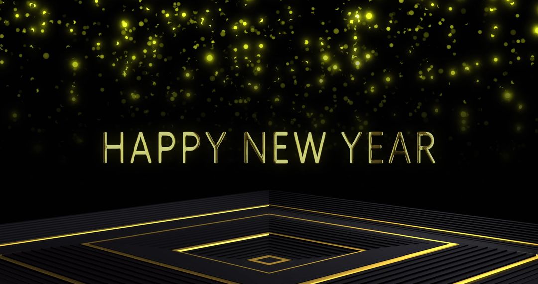 Glowing New Year Text with Sparkling Background