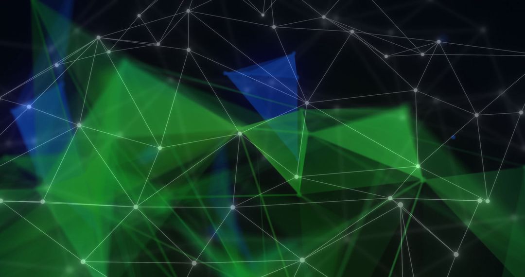 Abstract Digital Network with Geometric Shapes and Connecting Lines