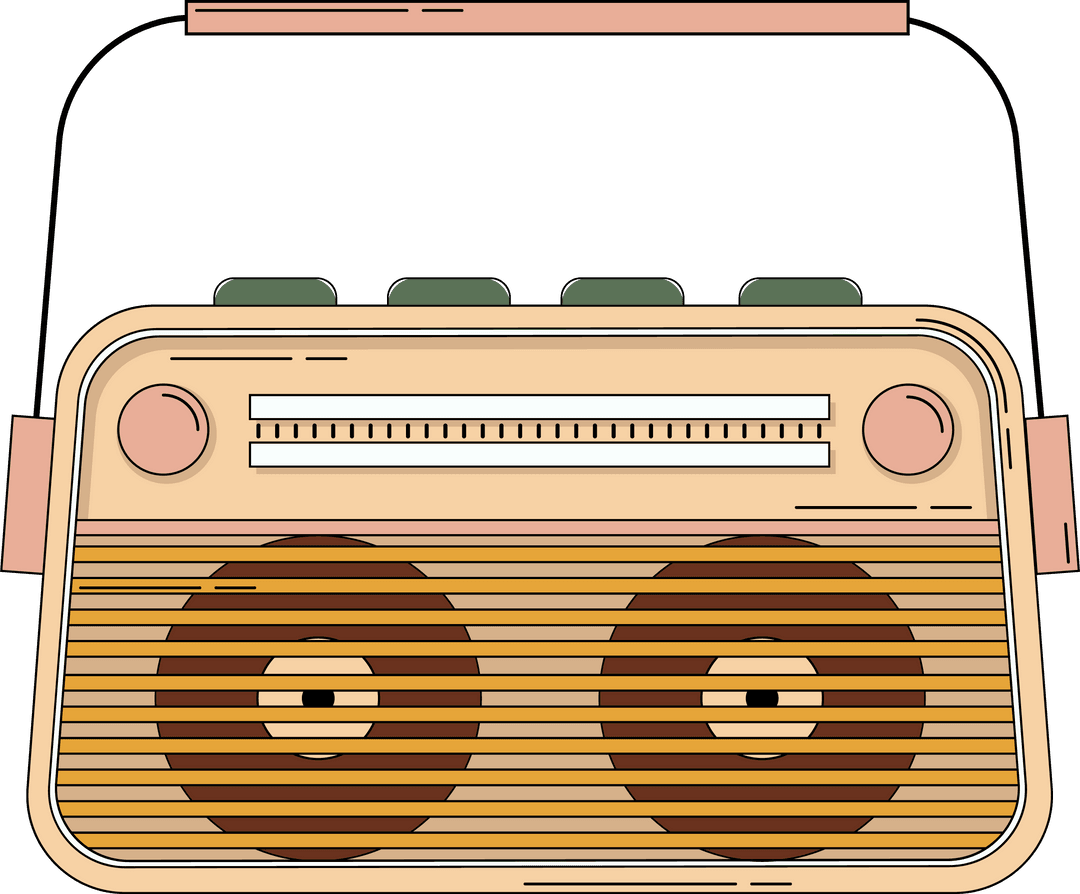Retro Boombox with Dual Speakers on Transparent Background