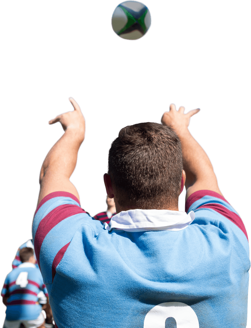 Transparent Rugby Player Throwing Ball during Match