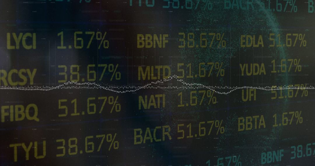 Stock Market Ticker Displaying Financial Data with Percentages - Free Images, Stock Photos and Pictures on Pikwizard.com