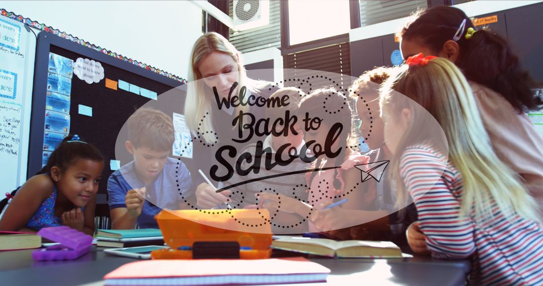 Diverse Classroom with Teacher Encouraging Students on Back to School