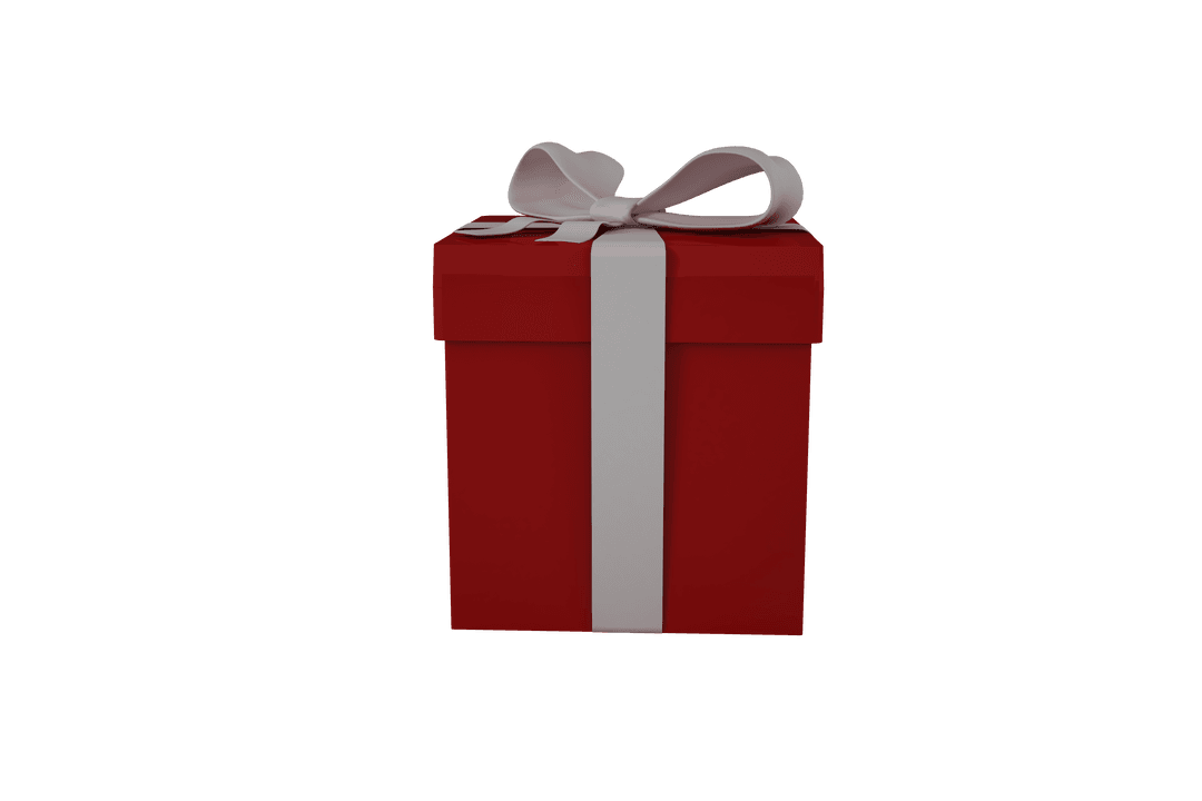 Transparent Red Gift Box with Elegant White Bow