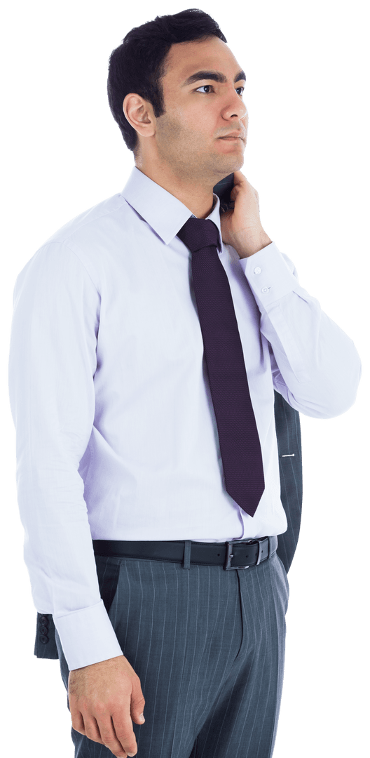 Serious Businessman Looking Ahead on Transparent Background