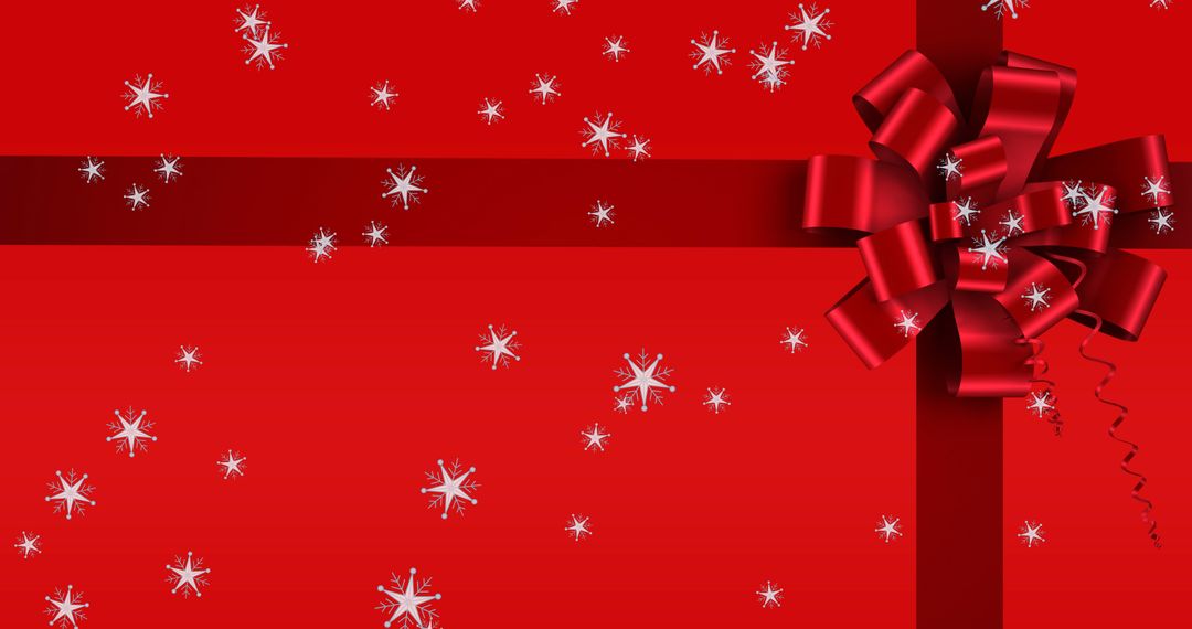 Festive Red Christmas Background with Ribbon and Snowflakes - Free Images, Stock Photos and Pictures on Pikwizard.com