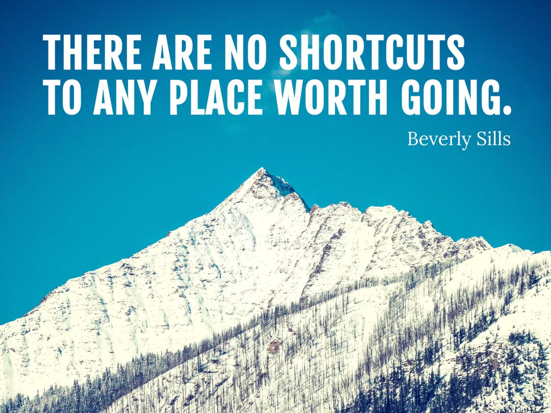 Majestic Mountain Peak with Inspirational Quote on Perseverance