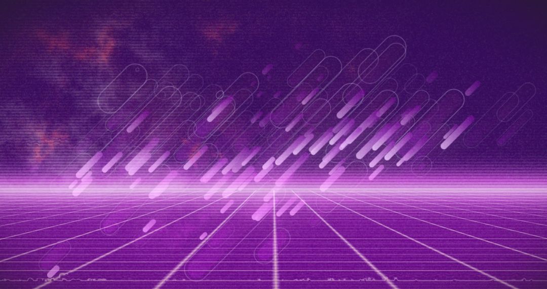 Abstract Retro Purple Background with Grid and Geometric Elements