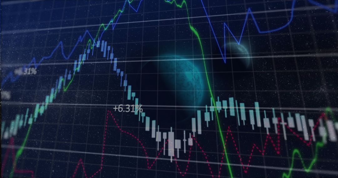 Futuristic Technological Finance Data with Digital Analysis Grid