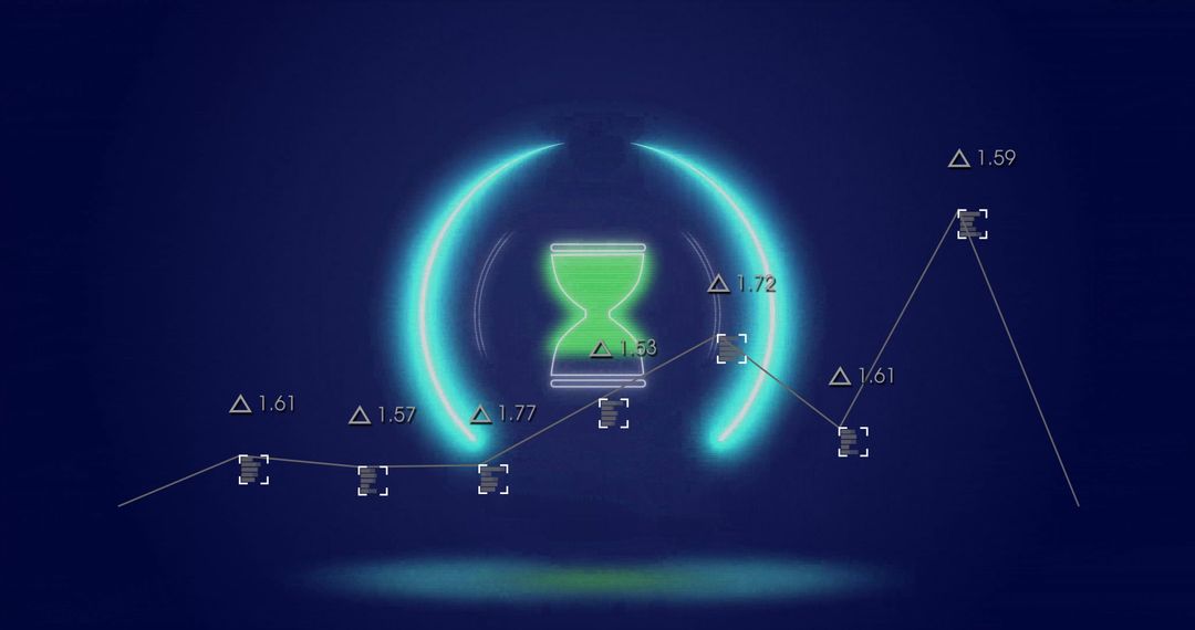 Futuristic Data Processing with Digital Hourglass Overlay