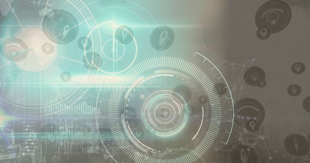 Futuristic interface display with data visualizations