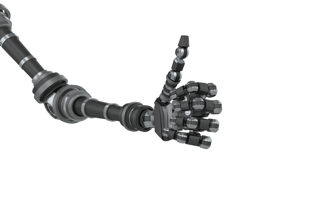 Transparent Robotic Arm Thumbs Up Futuristic Gesture