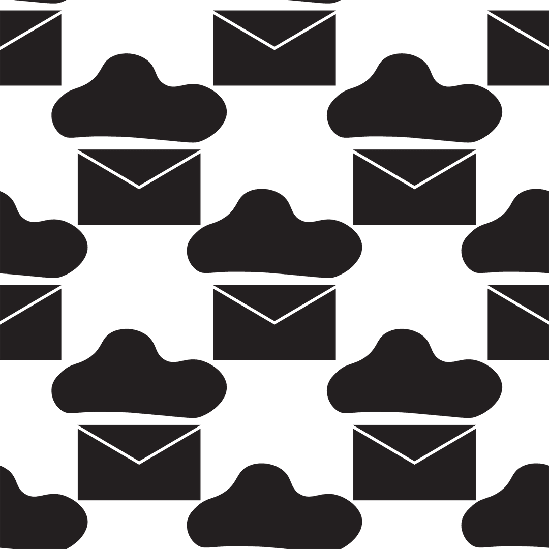 Digital Cloud and Envelope Pattern on Transparent Background