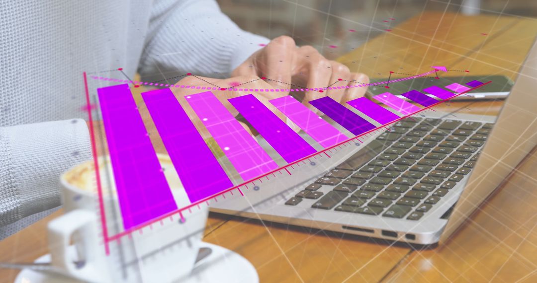 Abstract Financial Chart Overlay Laptop Use Concept