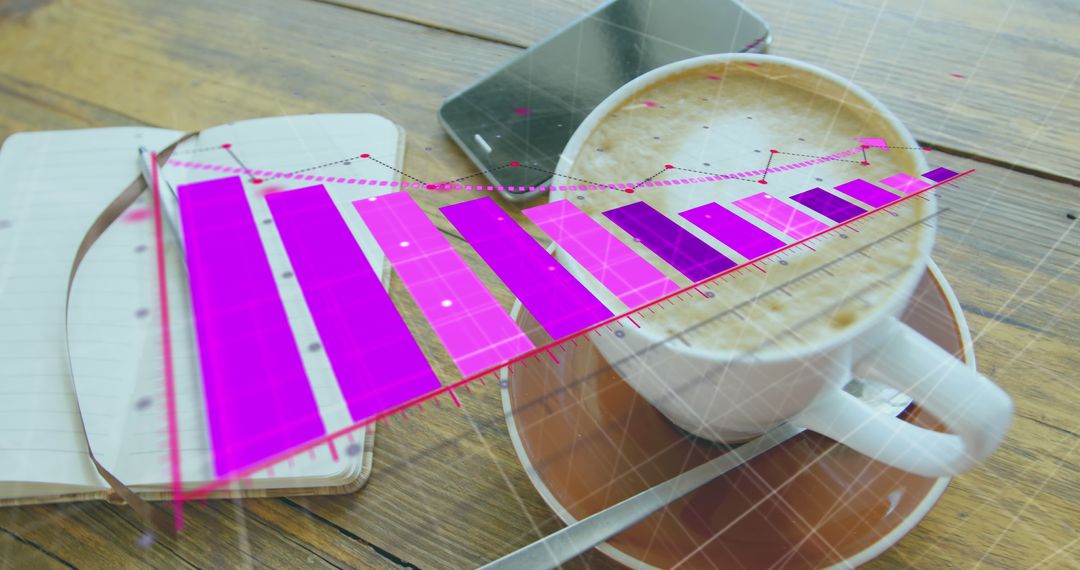 Augmented Reality Graphs Over Coffee in Modern Office Environment - Free Images, Stock Photos and Pictures on Pikwizard.com