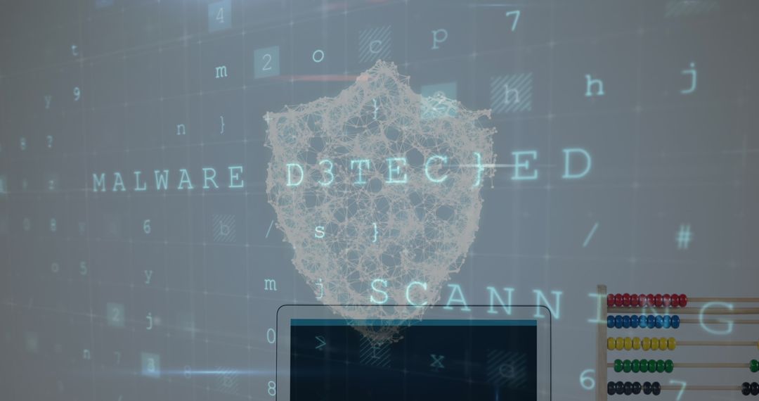 Digital Shield icon with Malware Alert Message on Screen