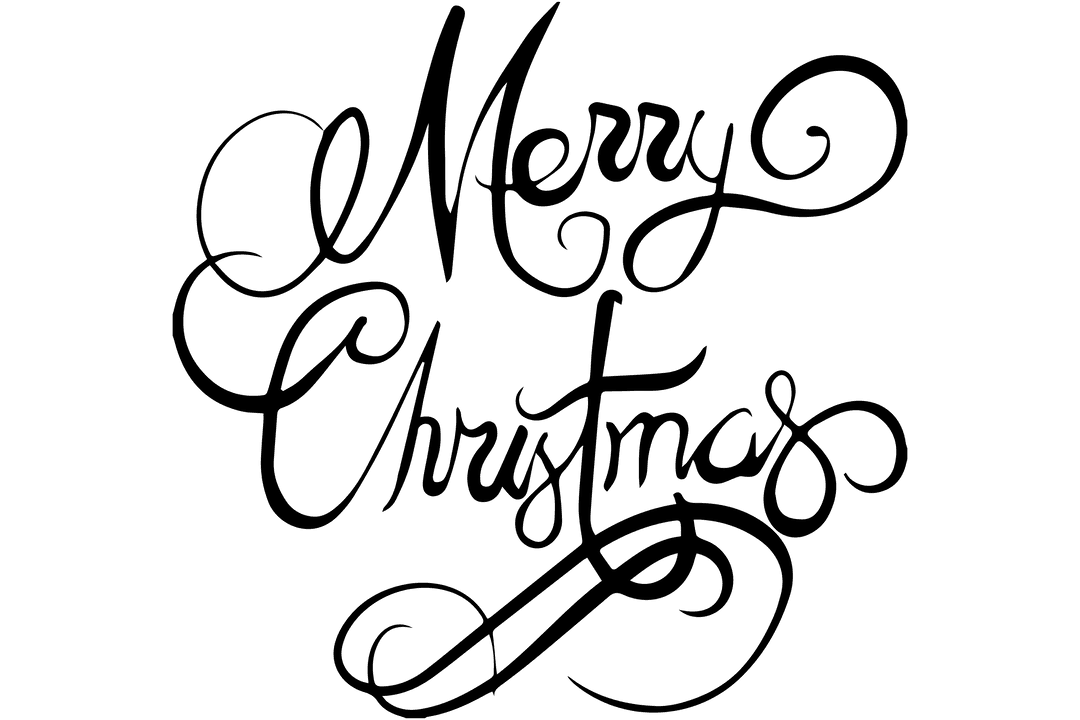 Merry Christmas Decorative Text on Transparent Background