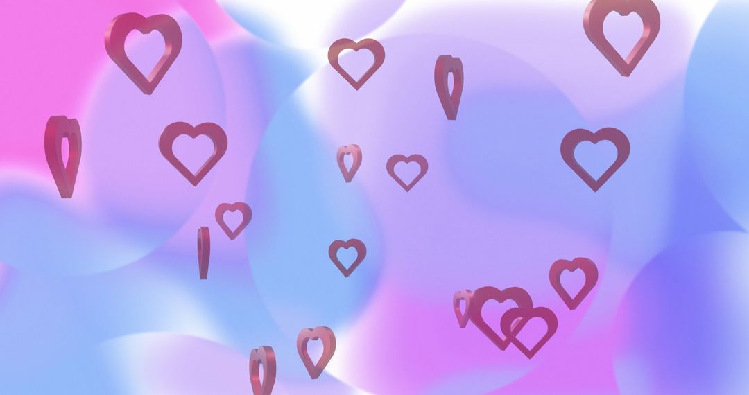 Floating Red Hearts on Soft Pastel Background