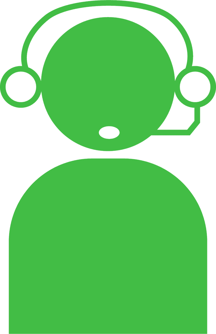 Green Phone Headset User Icon on Transparent Background