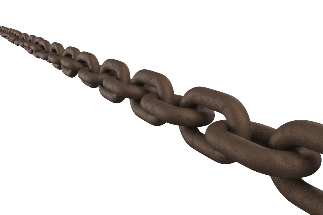 3D Transparent Rusty Metallic Chain Closeup