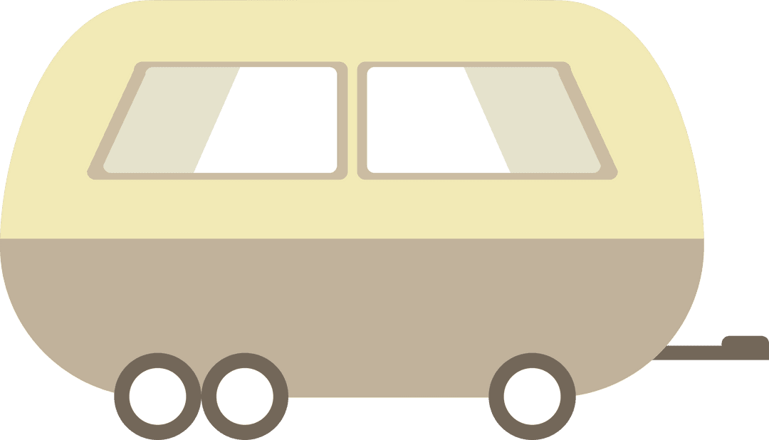 Digital Illustration Beige Camper Isolated Transparent Background