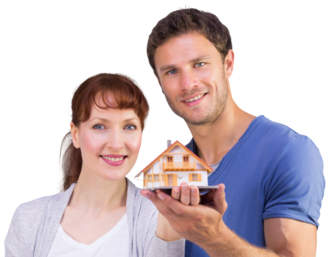 Couple Holding Model House Transparent Background Real Estate Home Buying Concept - Download Free Stock Images Pikwizard.com