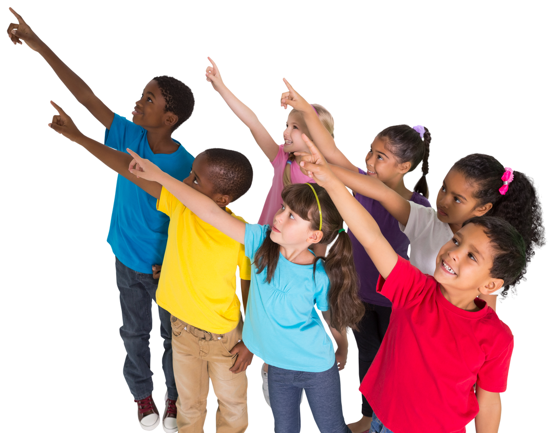 Happy Diverse Children Pointing on Transparent Background - Download Free Stock Images Pikwizard.com