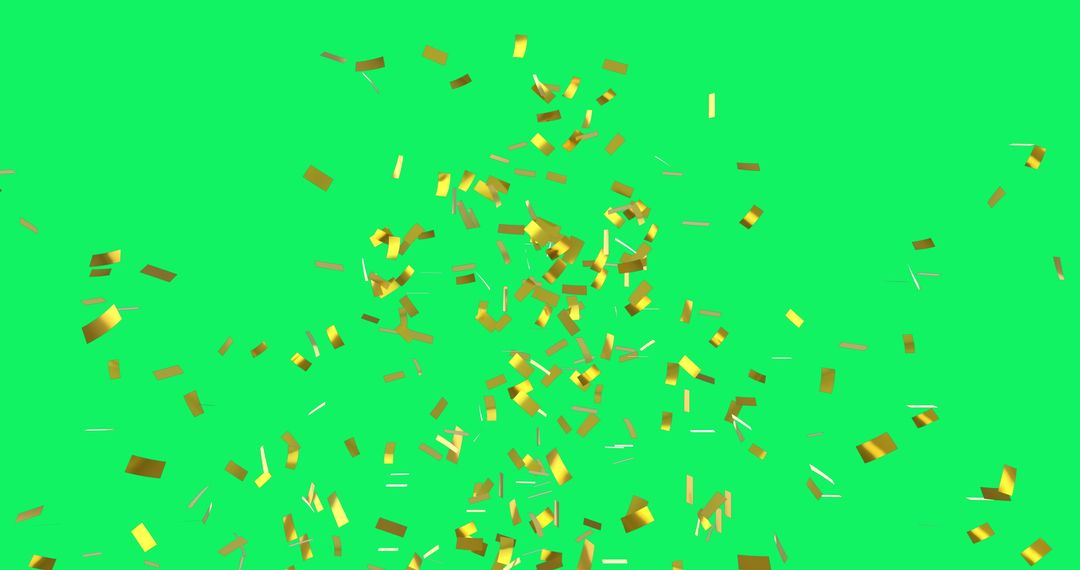 Glowing Gold Confetti on Green Screen Background