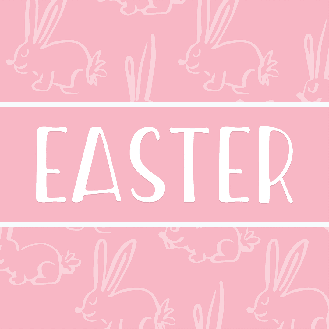 Easter Text with Rabbits on Transparent Background