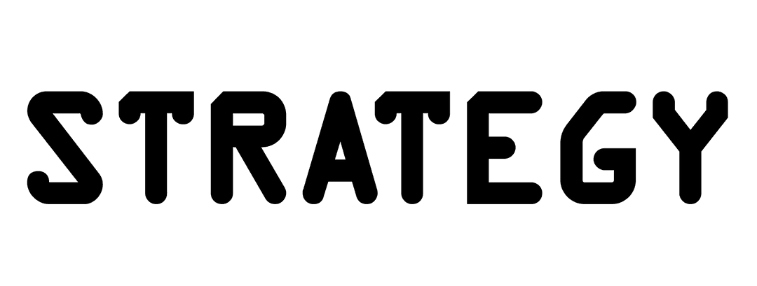 Black Strategy Text on Transparent Background Vector Illustration