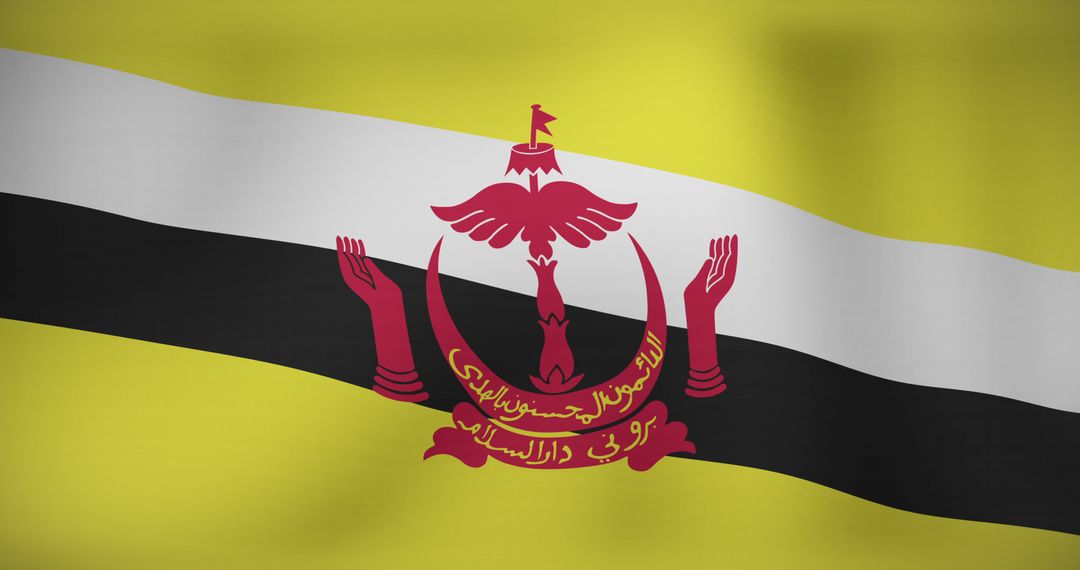 Waving Brunei National Flag Symbolizing Patriotism