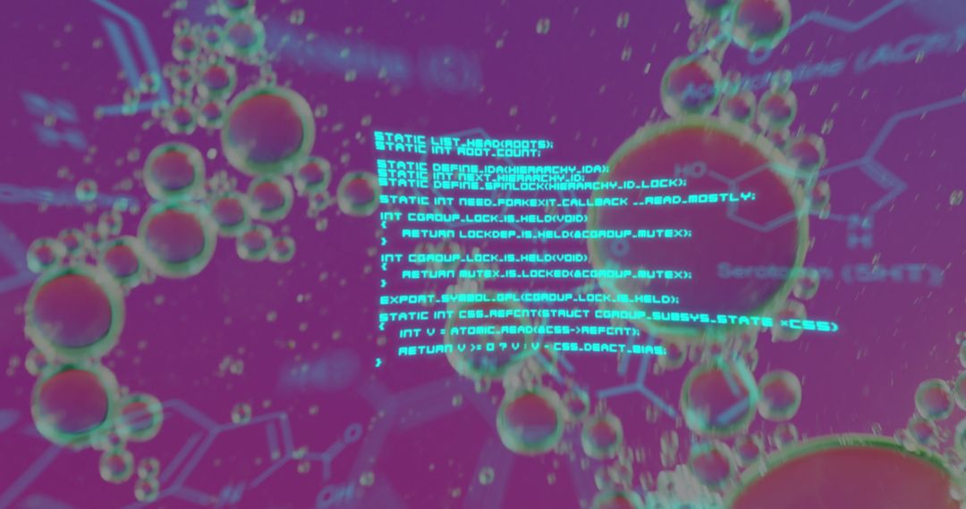 Digital Science Interface with Chemical Formula on Purple Background