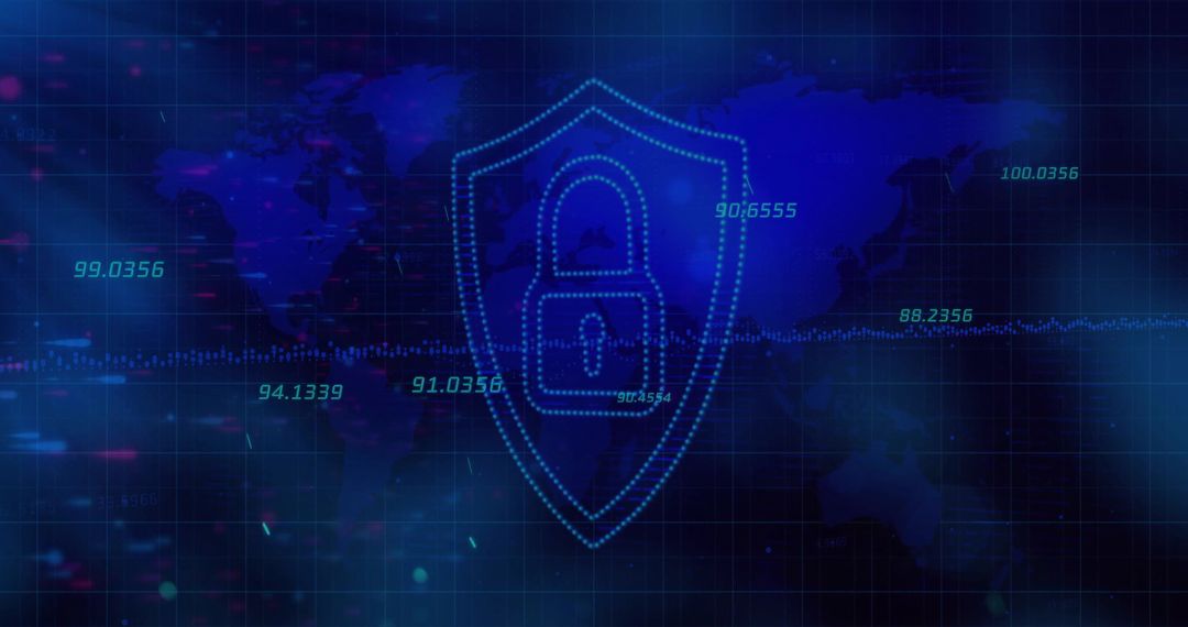 Cybersecurity Shield Overlaying Global Digital Dashboard
