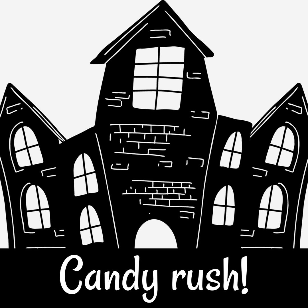 Spooky Halloween Castle with Candy Rush Text Design