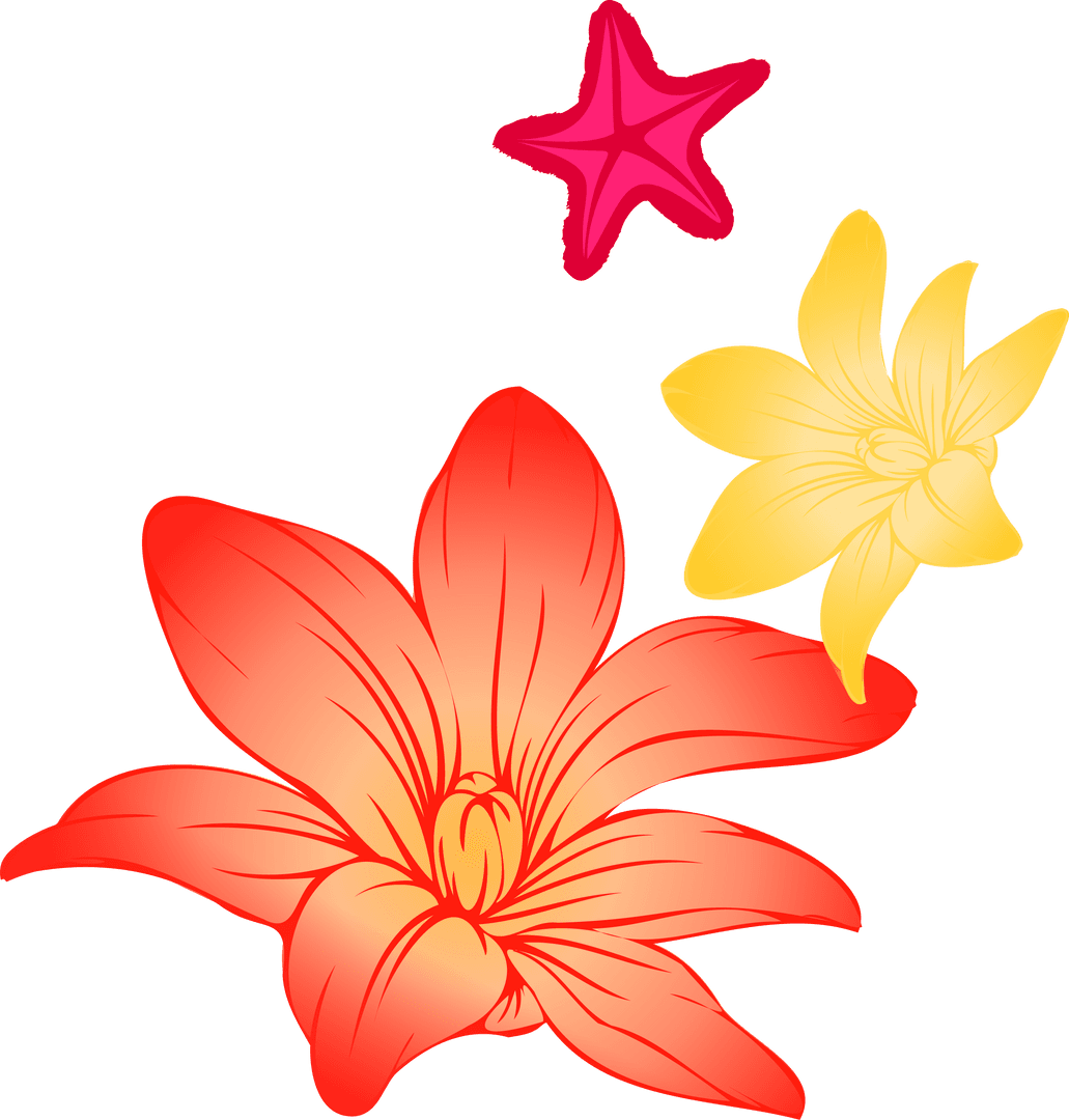 Gradient Lily and Bloom on Transparent Canvas