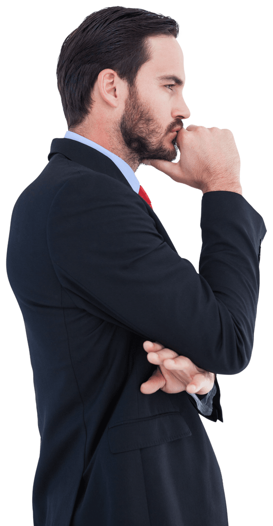 Transparent Background of Businessman Thinking Navely