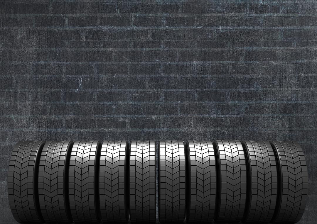 Stacked Car Tyres Against Black Brick Background - Free Images, Stock Photos and Pictures on Pikwizard.com