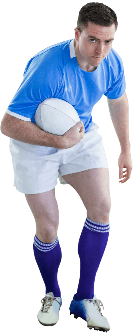 Transparent Rugby Player Executing Side Pass in Action